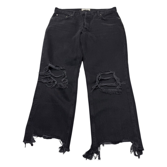 Free People Maggie Mid Rise Straight Leg Distressed Chewed Hem Jeans - Picture 3 of 12